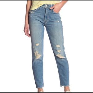 MOTHER denim distressed frayed ankle jeans